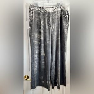 NWT silver velvet wide leg pants